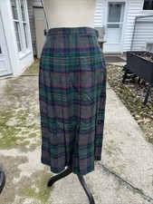 NWOT Lady Halrin Box Pleated Skirt Size 10 Grey, Green, Blue, Red
