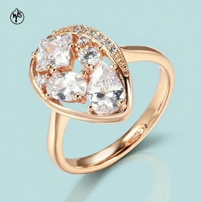 Ring mit weißen Zirkonia Roségold 585er Walzgold Rolled Gr: 52-64mm