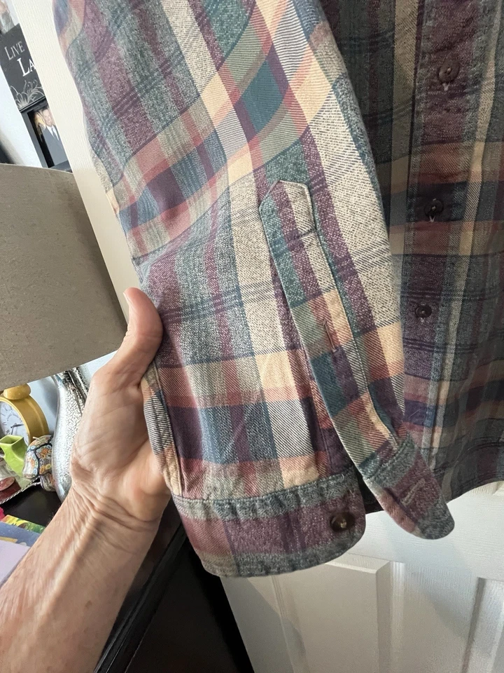 Vintage Sonoma Heathers Eddie Bauer Men's Tall XL  100% Cotton Flannel Shirt - Image 4 of 4