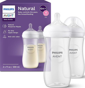 Natural Baby Bottles, Fast Flow, 11 Oz, Bpa-Free, 2-Pack