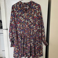 Nasty Gal NWT US 8 Multicolor Floral Mini Smock Shirt Dress
