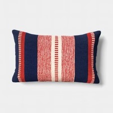 Lumbar Woven Stripe Throw Pillow Blue/Red/Neutral