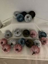 Pumpkin Decor. Lot Of 19. Velvet Covered Pumpkin Decor w/Clips on The Back.