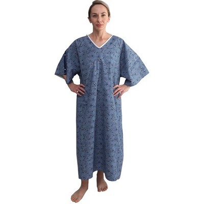 AMU Solutions 3 PK 3XL Hospital Gown   Blue Leaf Print VNeck Unisex Patient R...