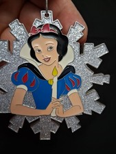 Disney Movie Club Cloisonne Snow White Glitter Snowflake Christmas Ornament