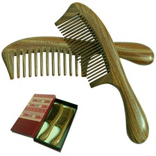 Sandalwood Hair Combs Set – Handmade Wooden Wide & Fine Tooth Comb for , Thic...