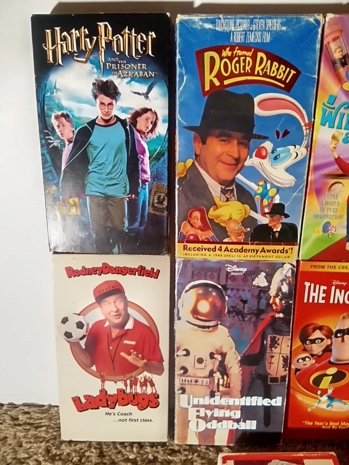 Kids Movie VHS Tape Lot Of 9 Ladybugs Willy Wonka Harry Potter  - Image 2 of 4