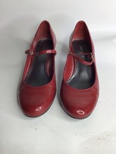 Nine West Womens Red Mary Jane Pumps Ankle Strap 10 Inches Long No Sz 2” Heel