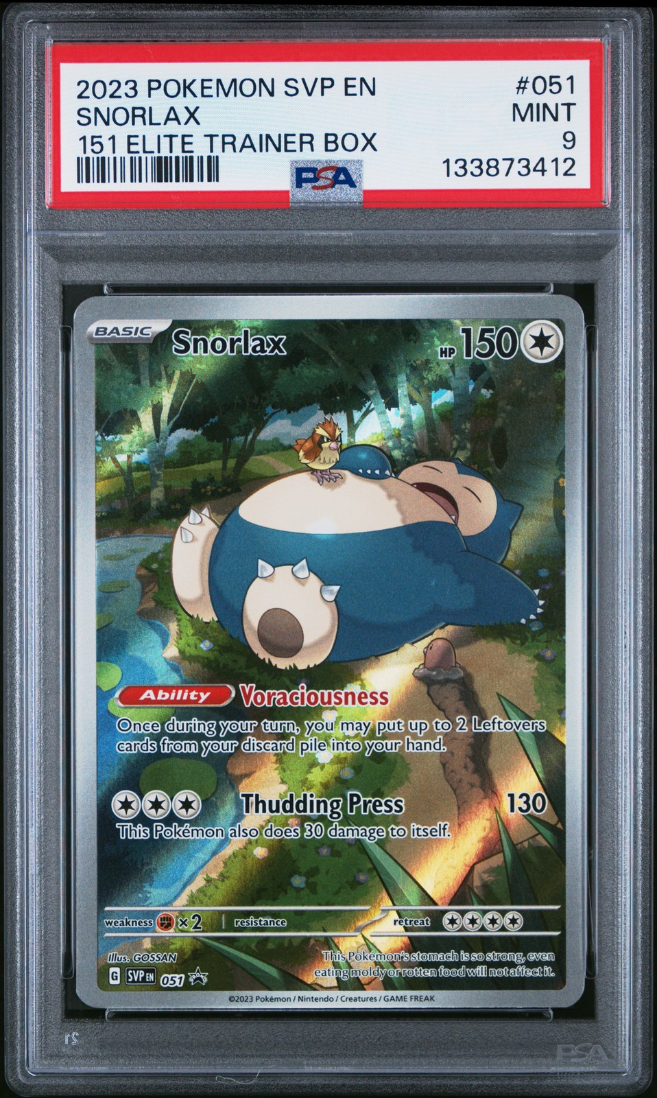 2023 POKEMON SVP EN-SV BLACK STAR PROMO 151 ELITE TRAINER BOX #051 SNORLAX PSA 9