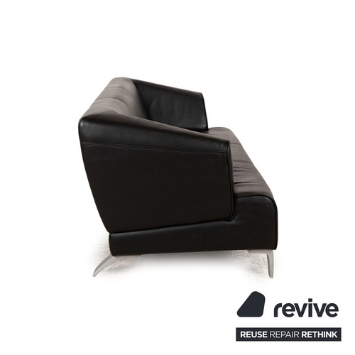 Rolf Benz 2300 Leather 3 Seater Black Sofa Couch - Picture 9 of 11