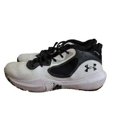 Under Armour Lockdown 6 Basketball Shoes Womens 11.5 Mens 10 White/Black Unisex