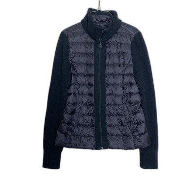 I Madison black waterfowl down puffer jacket waffle knit sleeve mock neck MEDIUM