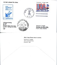 USA COVER 1975 FIRST FLIGHT COVER LH 492 to CHILE   (A2/11)
