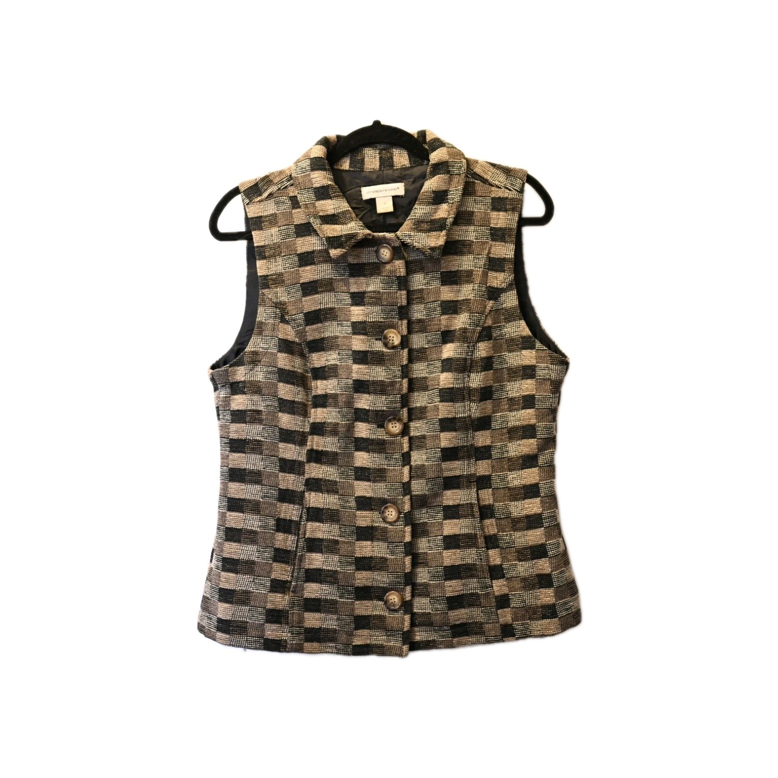 Christopher & Banks  Grid Button Collared Corduro… - image 1