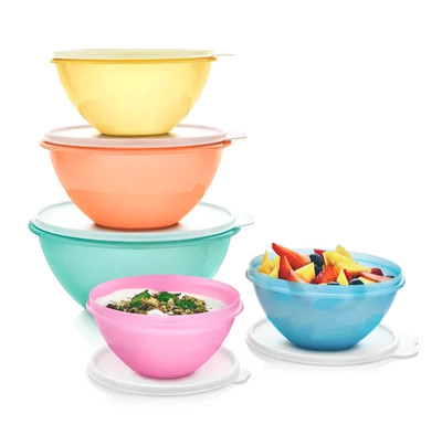 Tupperware Classic Wonderlier  Nesting Bowls Multicolor Set of 5 NEW