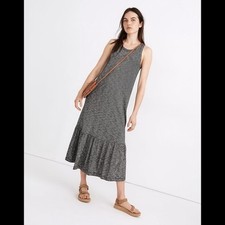 Madewell Knit Tank Ruffle-Hem Dress in Stripe