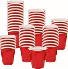 50pcs 2oz Red Plastic Reusable Shot Cups for Parties Gatherings or Games