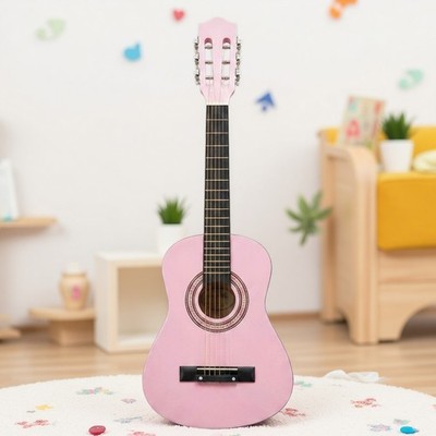 30'' Kids Beginner Acoustic Guitar Set - Junior Tuner Steel String Capo Soft Pink