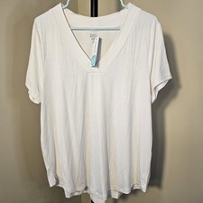 Market & Spruce V Neck White Womens XL Top