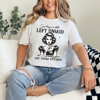 Some Things Are Better Left Damen Ring-Spun T-Shirt Retro Pin-Up Sarkastisch Geschenk