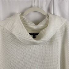 Lane Bryant Women's Size 26/28 White Loose Cowl Neck Knit Sweater Tasseled