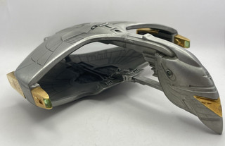 STAR TREK ROMULAN WARBIRD FRANKLIN MINT 1991 PEWTER STARSHIP WITH STAND & BOXES