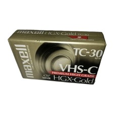 Maxell Camcorder Video Cassettes 1 VHS-C Tape TC-30 HGX-Gold NEW SEALED