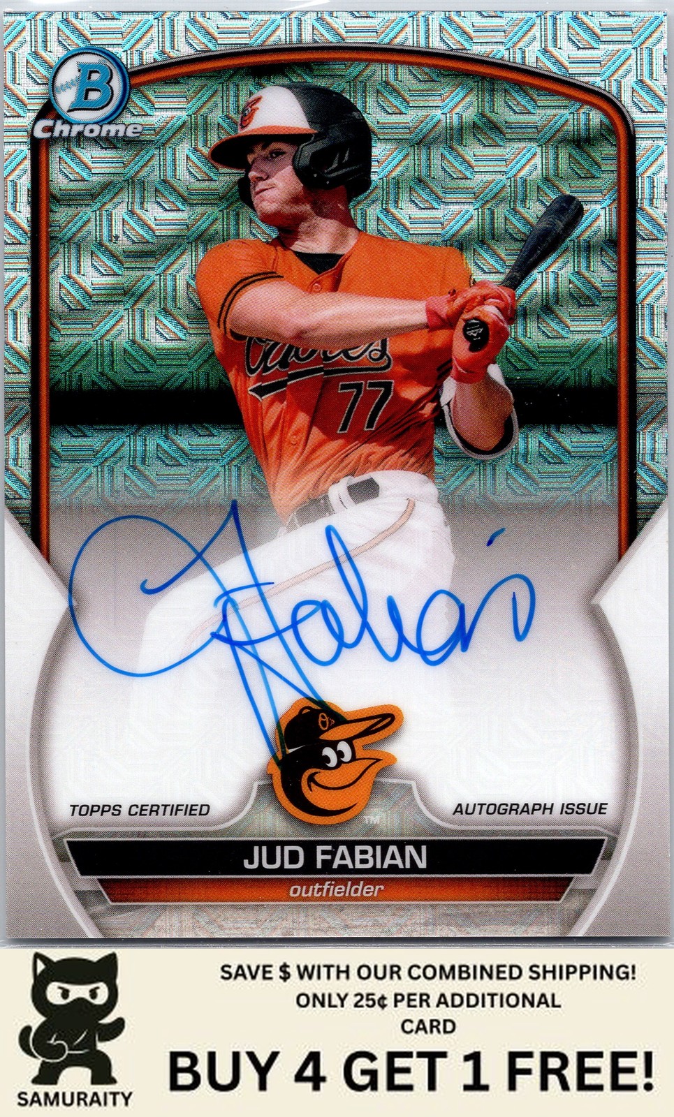 Jud Fabian 2023 Bowman #BMA-JF Chrome Prospect Autographs Mojo Refractors NM