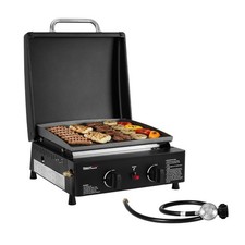 Royal Gourmet Portable 2-Burner Gas Griddle with Hood, 211 Sq. In. Cooking Area