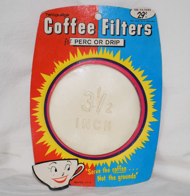 Vtg Tricolator Coffee Filters for Perc or Drip Anthropomorphic Coffee Cup 3.5''