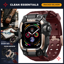 Rugged Shockproof Case Tactical Band for 45mm Apple Watch Series 9/8/7 - Wine