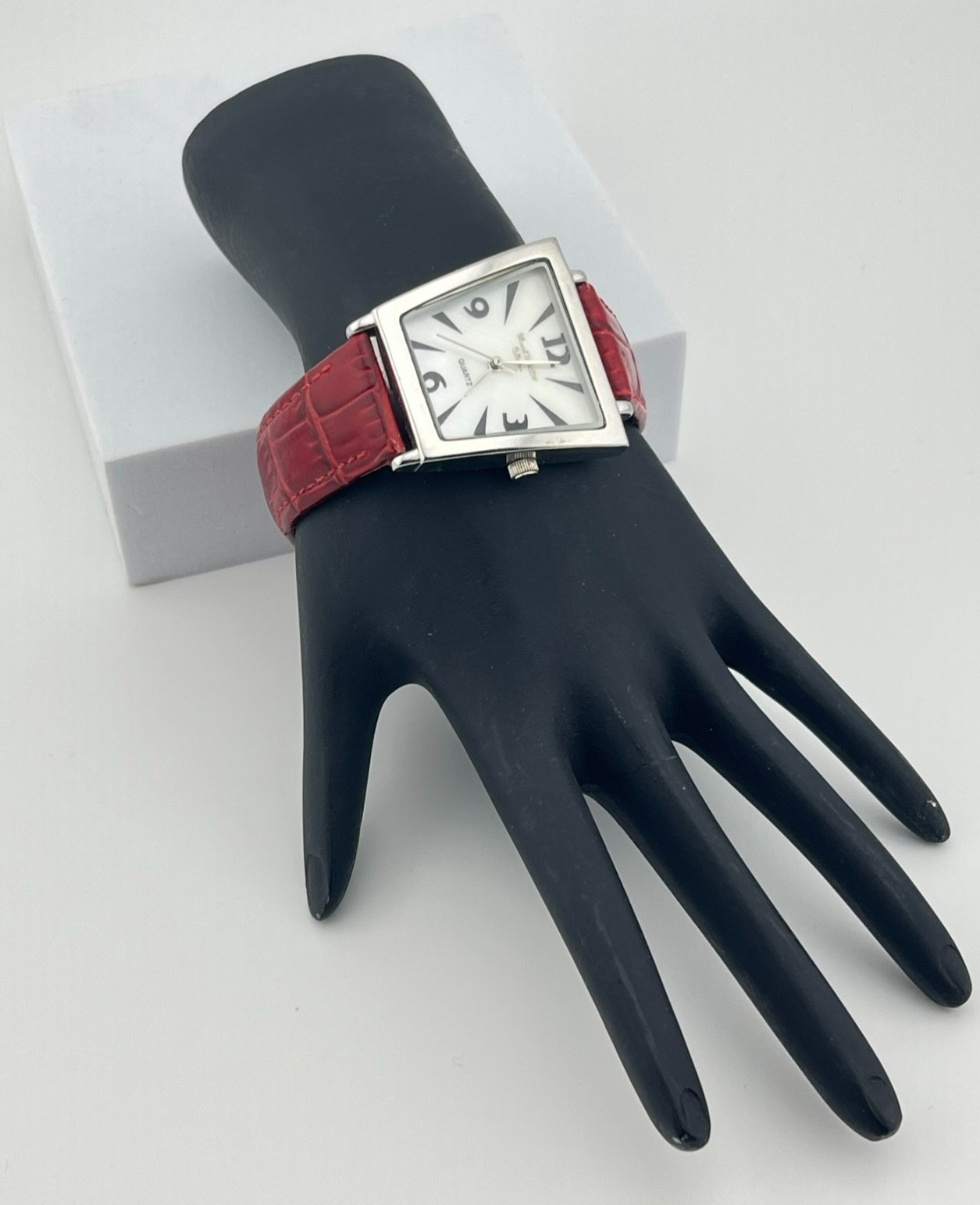 Marcel Drucker Red Leather Rectangular Angular Wo… - image 1