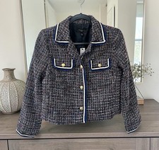 NWT Talbots Petite Multicolor Tweed Blazer Gold Button Jacket size 4P