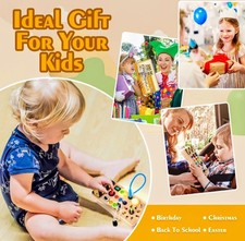 Hoarosall Montessori Wooden Busy Board with 8 LED Light switches, Sensory Toys L