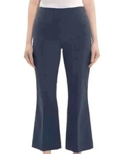 NWOT Theory Cropped Kick Flare Gray/Black Stretch Pants Side Zip No Pockets 2