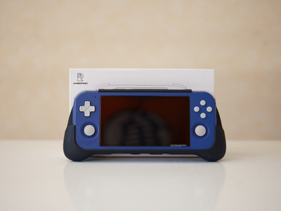 Retroid Pocket 3+ Handheld-Spiel-, Emulationskonsole - Gamecube Lila mit Griff