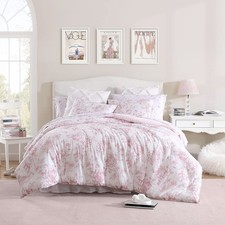 Laura Ashley Kitchen King Bedding Set Delphine Mauve Pink Cotton Blend 96X108