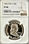 1956 PROOF FRANKLIN HALF NGC PR68, STRONG CAMEO OBVERSE, NO SPOTS OR UGLY TONING