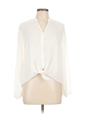 Olive and Oak Women Ivory Long Sleeve Blouse L