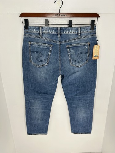 Silver Jeans NWT Avery Slim Crop Denim Pants Womens Size 34x25 Button Fly $79 - Picture 10 of 16