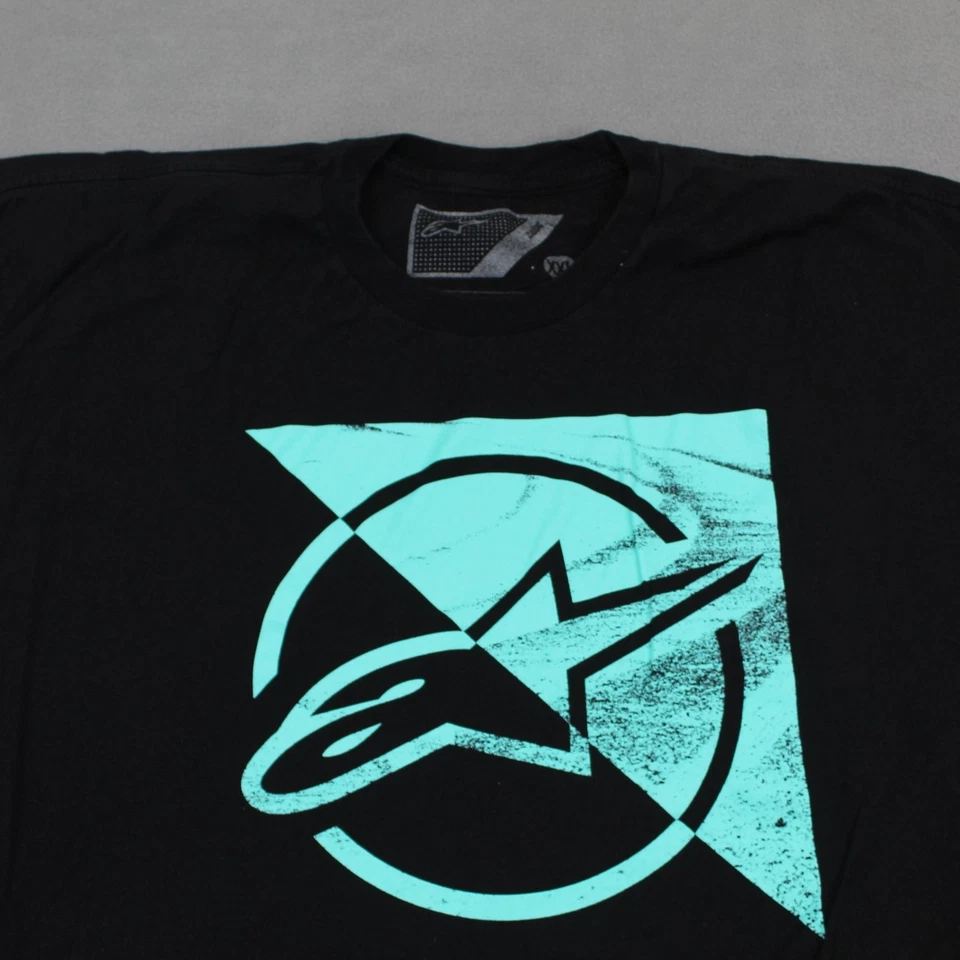 Camisa Alpinestars Para Hombres 2XL Negra Clásica Gráfico Logo Camiseta Motocross Foto 2 de 4