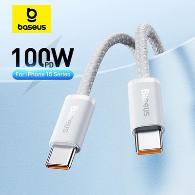 Baseus 100W Type C To USB C Cable For iPhone 16 15 Fast Charging Charger Cord F
