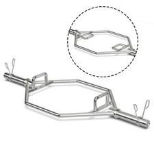 56" Olympic Hexagon Deadlift Bar Trap Bar w/ Folding Grips Powerlifting Push ups