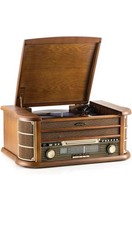 AUNA Belle Epoque 1908 Retro Record Player, Bluetooth, CD, Cassette, Radio, USB
