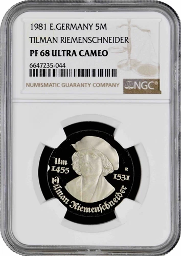 Germany - GDR 5 mark 1981, NGC PF68 UC, "Tilman Riemenschneider"