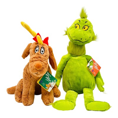 Dr. Seuss The Grinch & Max Plush How The Grinch Stole Christmas NEW With Tags
