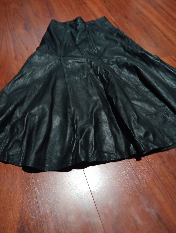 Wilsons Pelle Studio black Flare leather skirt size 12 eBay