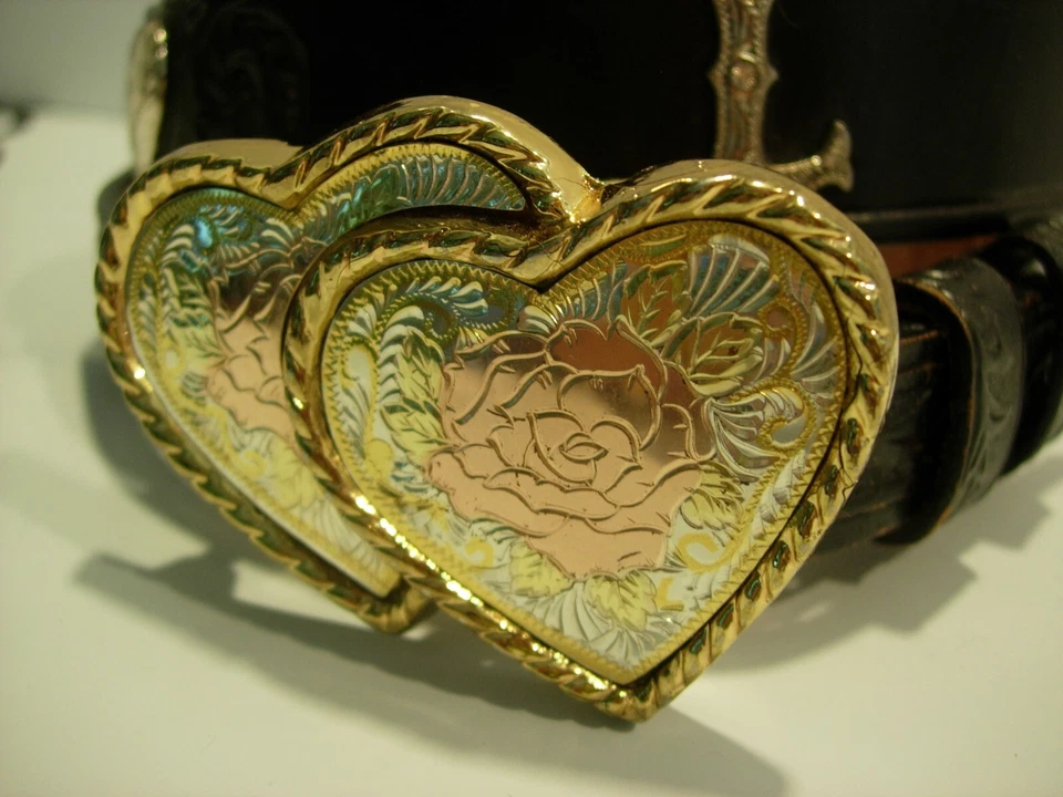 GIRLS BLACK LEATHER SILVER CREEK GAUCHO WESTERN COWBOY belt BUCKLE SIZE 28" - Image 2 of 4