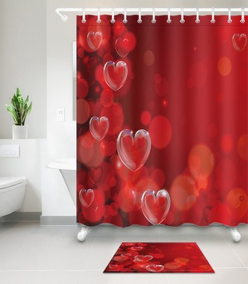 Valentine's Day Red Heart Style Shower Curtain Hooks ...