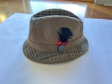 Elegant Vintage Wool Bourse-Cellini Trilby Hat with Feathers, Youth Size M